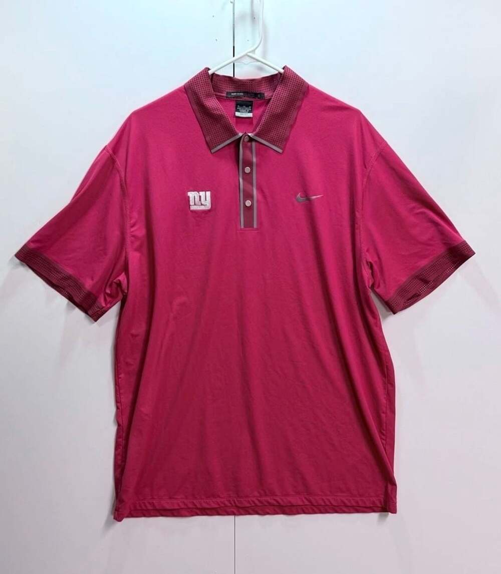 Nike Tiger Woods Collection New York Giants NFL Dri-FIT Polo Shirt Men's XL Pink